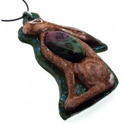 Ceramic Hare with Ruby Zoisite Wall Art 32